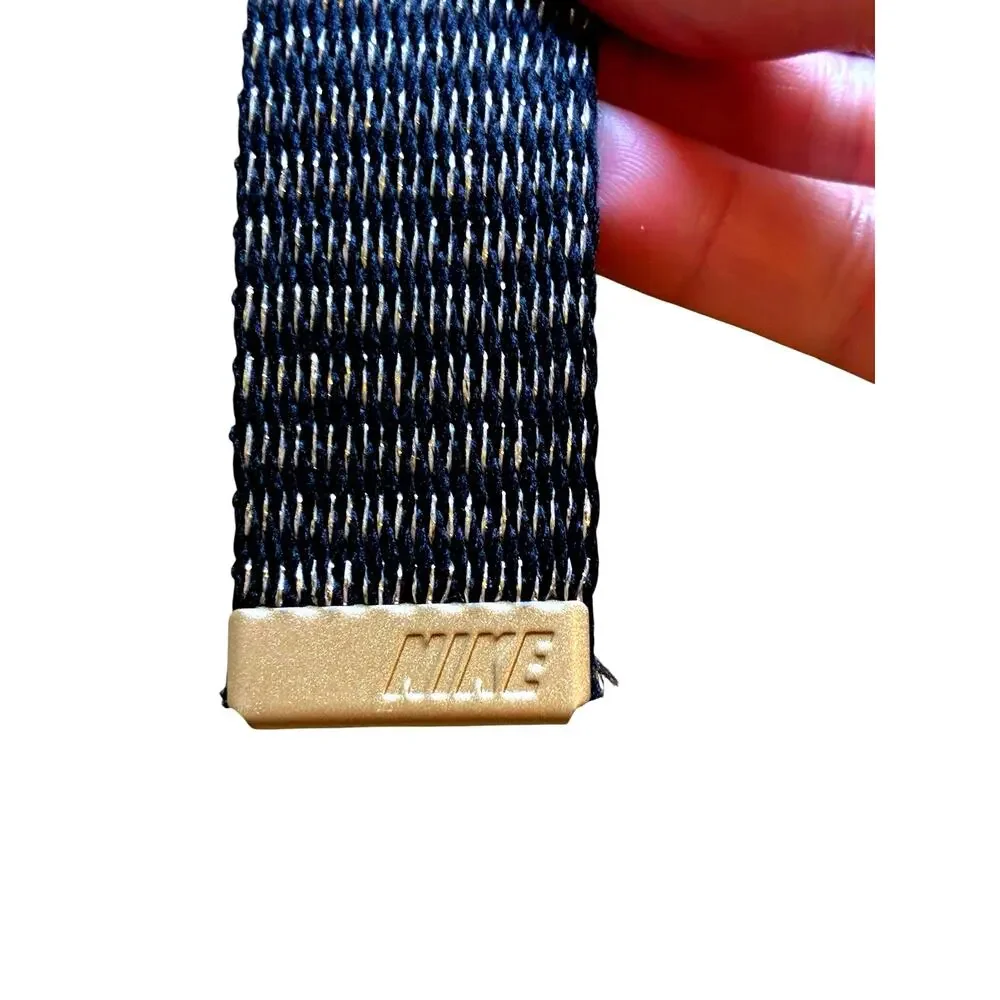 Nike Men's Golf Web Belt Black & Gold Reversible Adjustable Bottle Opener Buckle